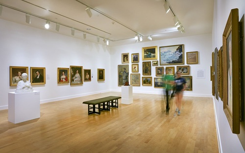 Museum of Art Inside with paintings on wall
